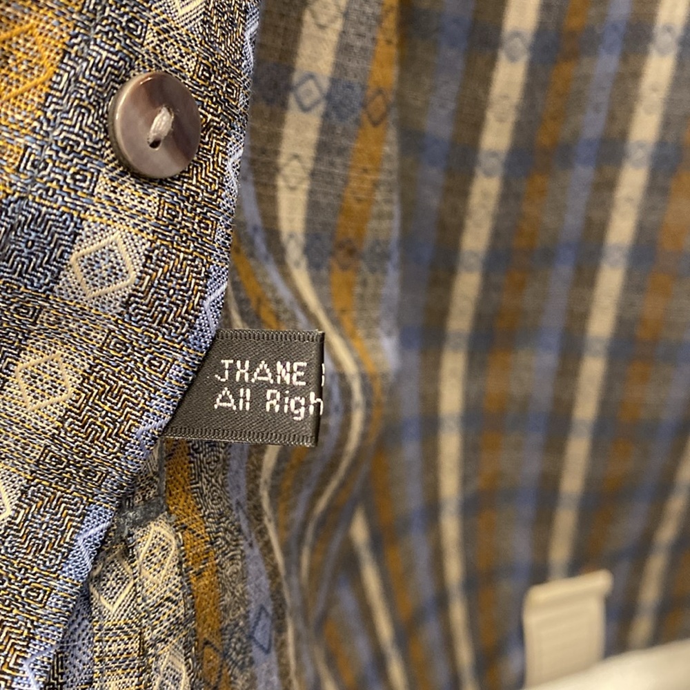 Jhane Barnes Men’s Blue Transpose Patterned Multi-Colored Button-Down Shirt - Picture 8 of 16